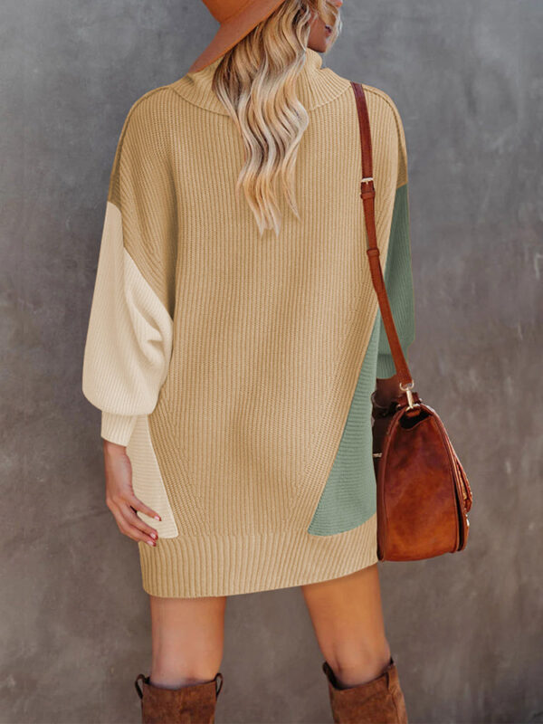 Women Casual Turtleneck Oversized Sweater Dresses Ribbed Baggy Pullover Knit Dress - Image 2