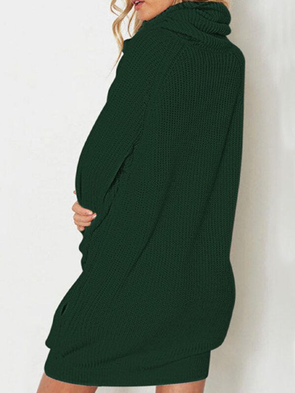 Womens Turtleneck Oversized Sweater Dresses Print Pullover Ribbed Knit Dress - Image 3